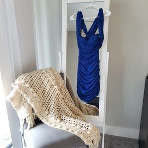 Charlotte Russe Ruched Bodycon Dress Blue M